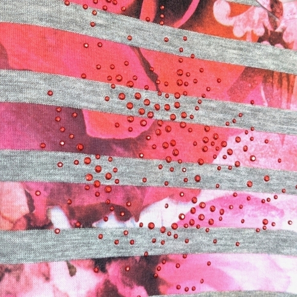 One World Pink Printed Asymmetrical Beaded Embellished Tunic Size M - Picture 4 of 4